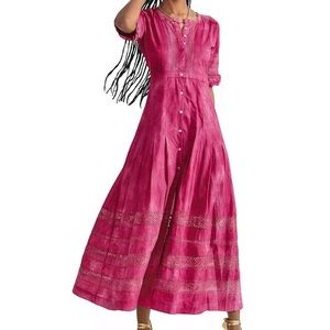 LoveShackFancy Edie Dress - BORDEAUX HAND DYE